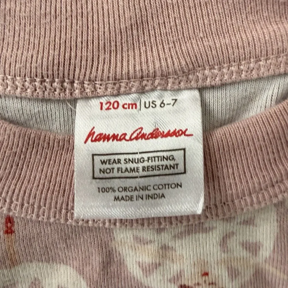 Hanna Andersson Girls 120 6-7 Pajamas Pink Ballerina Ballet Organic Cotton